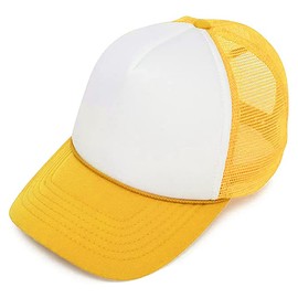 MR.R Sublimation Blank Polyester Mesh Cap Mesh Hat Two Tone Trucker Summer Mesh Cap with Adjustable Snapback,Yellow,2 Pieces per Pack