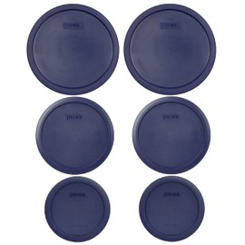 Pyrex (2) 7403-PC 10-Cup, (2) 7402-PC 6/7-Cup, & (2) 7201-PC 4-Cup Blue Food Storage Replacement Lids - Made in USA