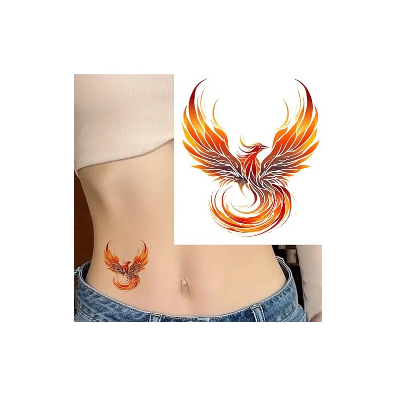 6 Sheets Temporary Fake Tattoos for Men Adults Flying Phoenix