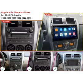 Car Radio Stereo for Toyota Corolla 2009 2010 2011 2012 2013 with Carplay Android Auto, 9 inch HD Touch Screen MP5 Player AM/FM/RDS Mirror Link Bluetooth SWC + Backup Camera