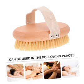 Ipetboom 1pc Bristle Massage Brush Handle Body Brush Bath Brush Dry Brush for Scrubber Dry Brush for Bath Skin Brush Body Exfoliating Scrub Brush Soft Wooden Clean