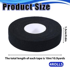 4 Rolls Finger Tape, Extra Strong Adhesive 0.6-Inch x 32-feet Athletic Tape for Fingers, Hands, & Toes, Rock Climbing Tape, Skin-Friendly Sports Tape for Outdoor Sports Climbing Football (Black)
