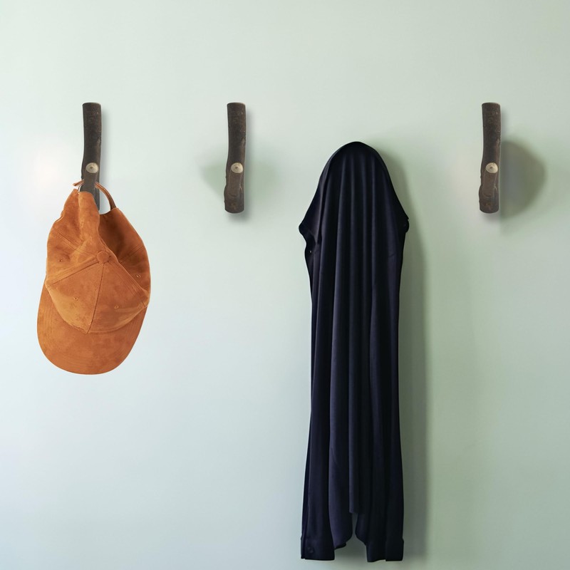 ZCLGOOD 4Pcs Real Wood Tree Branch Wall Hook, Rustic Decorative