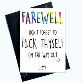Funny Colleague Leaving Card Coworker Leaving Funny New Job Card Good Luck Congrats New Job Goodbye Leaving Job Funny Card Rude Banter PC609