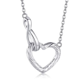 SHEAISRS Infinity Heart Necklace 925 Sterling Silver Necklac Initial Heart Necklace for Women