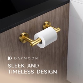 Day Moon™ - Toilet Paper Holder - Modern Roll Holder for Bathroom - 1 Pack - Wall Mount - Classic, Gold