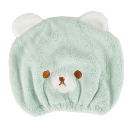 VOCOSTE Hair Drying Towel, Towel Cap, Super Absorbent, Quick Drying, Hair Towel, For Cleansing, Pool, Bath, Hair Towel, Fluffy, Cute, Bear-chan, Green