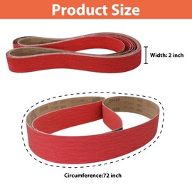2 x 72 Ceramic Grinding Belts, 2x72 Inch Metal sanding Belt, 36/40/60/80/120 Grits Knife Sharpening Sander Belts Assortment, 5 Pack(2x72in)