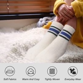 SISOSOCK 5 Pairs Fuzzy Cozy Warm Socks for Women Winter Wool Thick Casual Home Sleeping Soft Comfy Socks Gifts for Women