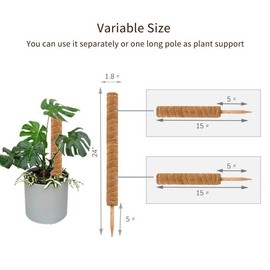 30 Inch Moss Pole for Climbing Plants - 2 Pack 15 Inch Coir Totem Pole Plant Support with 65 Feet Garden Twist Tie for Monstera and Potted Plants to Grow Upwards