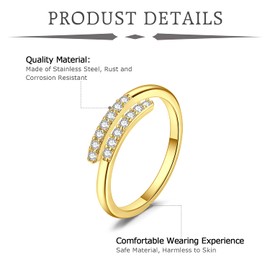 WillTen 2-4pcs Gold Silver Toe Ring Stainless Steel Adjustable Bend Open Toe Ring, Flower Arrow Leaf Plain Thin CZ Toe Finger Tail Ring Summer Beach Foot Jewellery Set for Women Men, Metal, Cubic