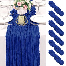 6 Pack 120 Inch Royal Blue Cheesecloth Table Runner Boho Rustic Gauze Sheer Romantic 10 FT Long Cheese Cloth Table Runner for Bridal Baby Shower Wedding Party Birthday Holiday Home Easter Decor