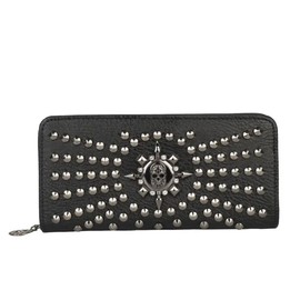 Ro Rox Skull Wallet Studs Large Clutch Punk Gothic Credit Card Faux Leather