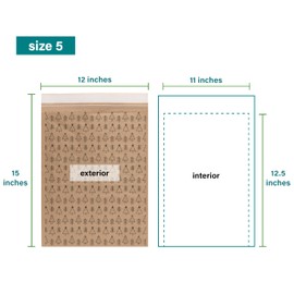 Elementree Large Recyclable Padded Christmas Mailers 12" x 15" (Size #5) - 50 Holiday Mailers & Christmas Mailing Envelopes - Holiday Shipping Bags - Made in the USA (01927)