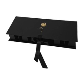 SM SunniMix Mom Empty Flower Gift Box Packaging Box Mother's Day Decoration Accessories Multipurpose for DIY Craft 43x18x6.8cm Cardboard, Black