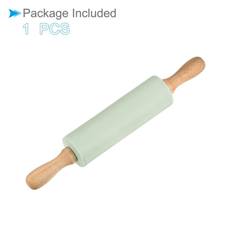 CoCud Silicone Rolling Pins, 12.2" Length, Silicone & Oak Non-Stick