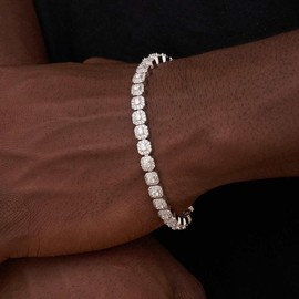 Micro Clustered Tennis Bracelet - White Gold - Material: 14k White Gold Plated, Length: 7", Color: White Gold