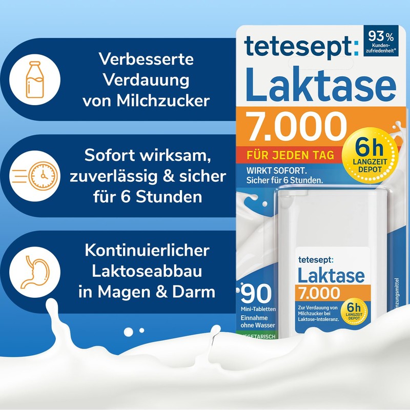 tetesept Lactase 7,000 - 2 x 90 Mini Tablets with