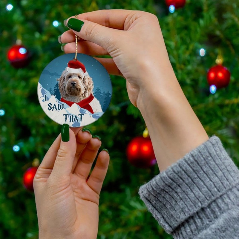 Cream Cockapoo Dog Christmas Ornament 2025 I Saw That -