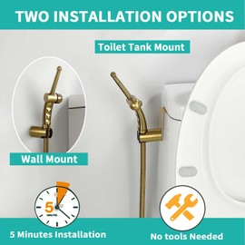 BARROCK Advanced Handheld Bidet Sprayer for Toilet, Adjustable Water Pressure Bidet Attachment Set with Bidet Hose for Feminine Wash, Stainless Steel Brushed Gold Cloth Diaper Sprayer for Baby Wash