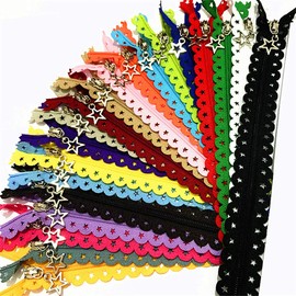 WKXFJJWZC 40PCS 16 Inch (40cm) DIY Star Shape Nylon Coil Flower Zipper Lace Zippers for DIY Sewing Tailor Craft Bed Bag (16 inch)