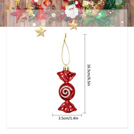 Christmas Candy Ornaments, 6 Pieces Christmas Tree Candy Hanging Decorations Glitter Candy Cane Ornament Sweet Shaped Baubles Hanging Pendants for Xmas Party Home Decor A7TGGJ (colored)