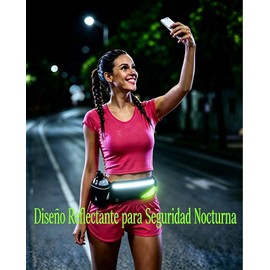 GUIBELL Riñonera Deportiva con Botella Incluida, Color Negro | Cinturón reflectante impermeable con puerto de auriculares para correr, ciclismo y fitn