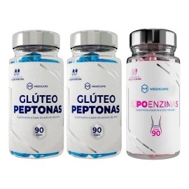 Kit 2 Glúteo Peptonas + 1 Lipoenzimas Reductivas 90 Cápsulas