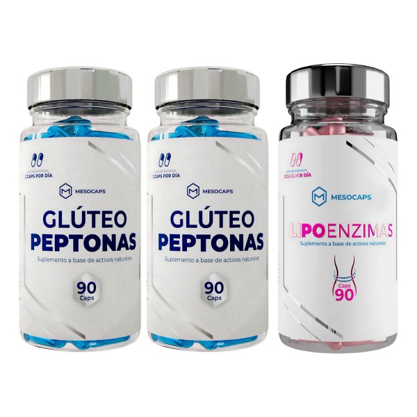 Kit 2 Glúteo Peptonas + 1 Lipoenzimas Reductivas 90 Cápsulas