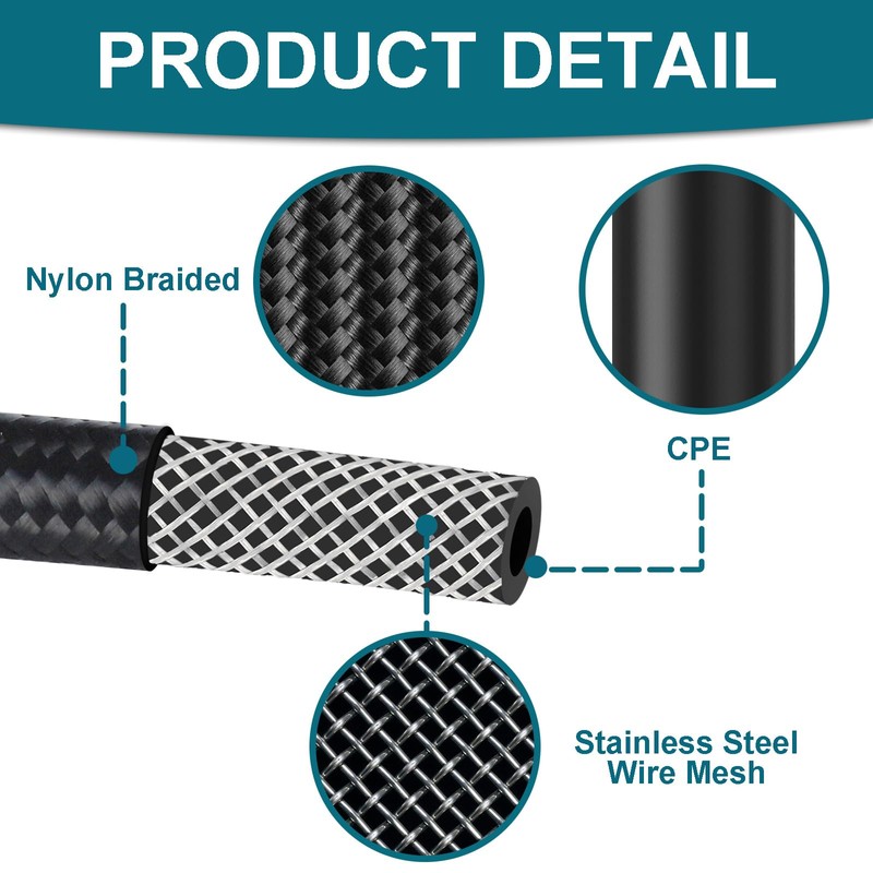 VWTNI 3FT 6AN Fuel Line Kit, 3/8 inch 6AN Fuel