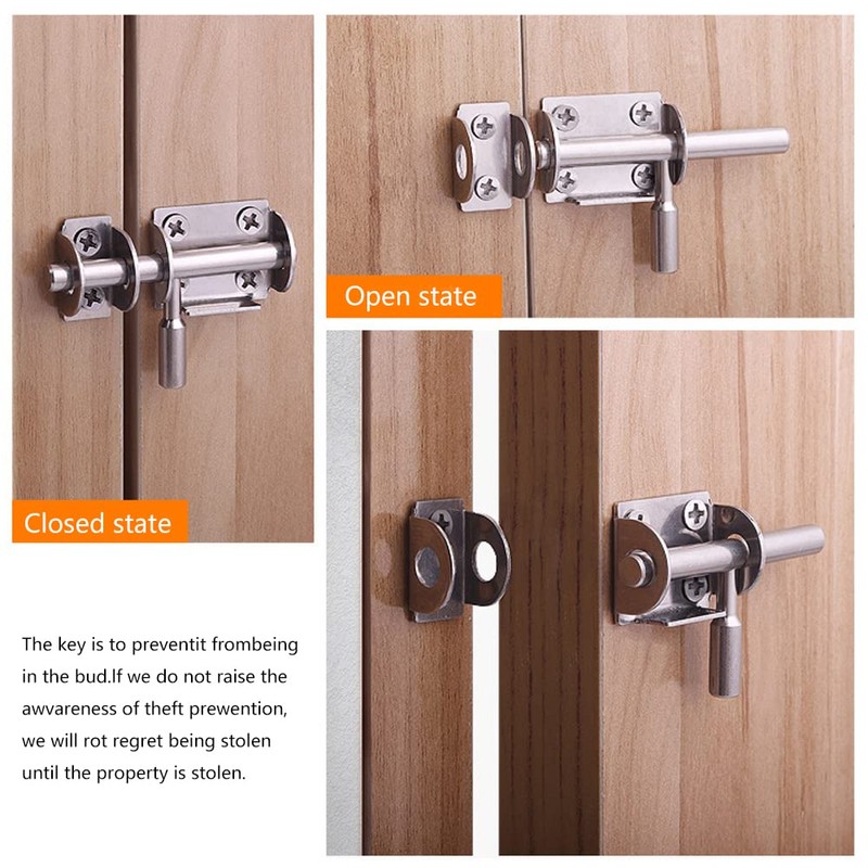 Pack of 2 Stainless Steel Door Bolt Mini Lock Bolt