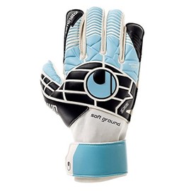 uhlsport Eliminator Soft Rf Men's Goalkeeper Gloves, Men, 101103101, schwarz/eisblau/Weiß, 9.5