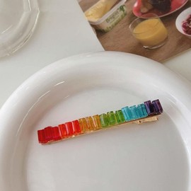 1Pc Colorful Rainbow Crystal Hair Clips Women Rhinestone Duckbill Clips No Slip Metal Clips Thin Hair Barrettes Clips and Barrettes Hair Clips for Party Costumes, Daily Use