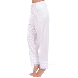 Patricia Women's Premium Silky Ultra Soft Satin Snip-it Anti-Static Cling Pant Slip with Lace Trim (White, X-Large)