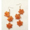 Unbranded Autumn Maple Leaf Dangle Earrings - Glossy Orange Fall