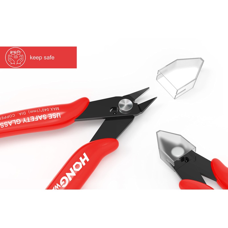 HongWay 5pcs Wire Cutters, Micro Flush Cutters with Spring, Wire