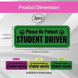 RGOAANC 2PCS Student Driver Magnet for Car, Please Be Patient Student Driver Sticker, Reusable Movable Rookie Driver Reflective Magnets Stickers, Safety Warning Bumper Sticker Signs Fits All Car