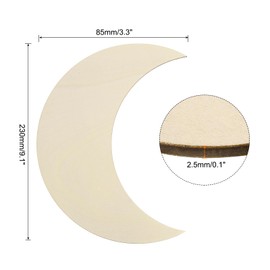 PATIKIL 9"x3.3" Wooden Moon, 5 Pack Unfinished Wood Moon Blank Wooden Cutouts Ornaments Natural Wood Pieces for Christmas Party Craft Projects