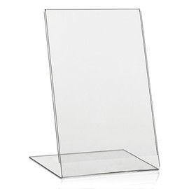 VITAdisplays® DIN A5 Table Stand, L Stand, Advertising Stand, Oblique, Transparent