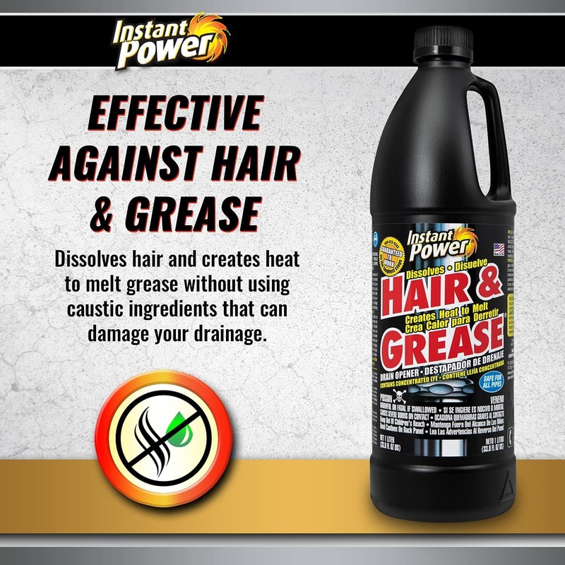 Instant Power Hair and Grease Drain Cleaner - Shower Drain