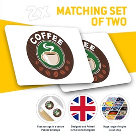 Rectangle Stickers (Set of 2) 10cm - Coffee Beans Stamp Cafe Shop Fun Decals for Laptops,Tablets,Luggage,Scrap Booking,Fridges, 5573