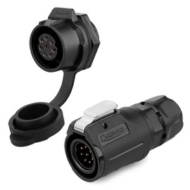 CNLINKO LP-16 Industrial Waterproof Connector IP68 Circular Connector Quick Plugging Aviation Connector PBT Plastic Shell Connector Fast Release Connector M16 2-9 Pin Threaded Socket (8 Pin)