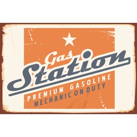 Generisch Tin Sign Retro 40 x 30 cm Gas Station Premium Petrol Station Decorative Tin Sign