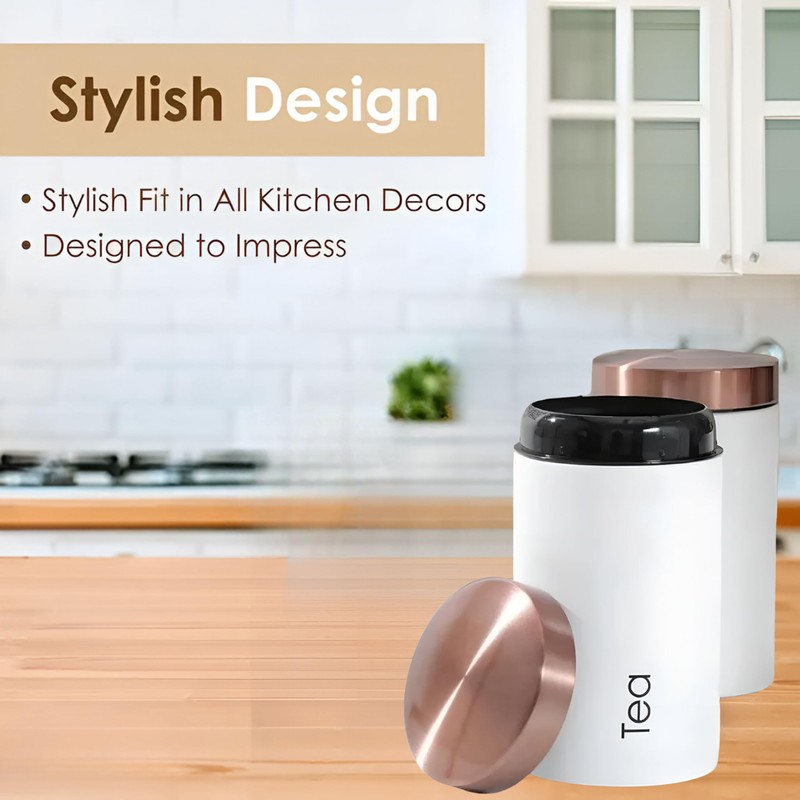 RLS White Set of 3 Tea, Coffee, Sugar canisters Storage