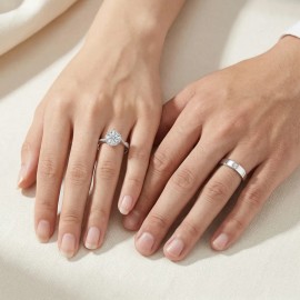 Juego Anillos De Pareja Plata 925 Ajustables Promesa Regalo