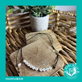 Handmade Puerto Rico Letters  Adjustable String Necklace Black + 2 Stickers