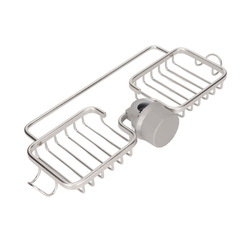 Faucet Storage Shelf Aluminum Plastic Two Containers with Towel Rod