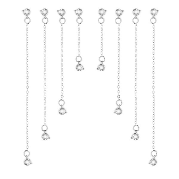 8pcs Necklace Extension Chain, 4 Size Jewelry Extenders Necklace Chain Extender Extension Chain for Jewelry Making Necklace Bracelet Anklet (Silver)