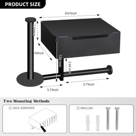 YAQUHO Stainless Steel Toilet Paper Holder with Wet Wipes Box for Bathroom - Self-Adhesive for Toilet, Adhesive Mounted Box for Shower Shelf Wall Bathroom (12.5INCH)