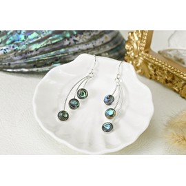 AeraVida Unique Dandelion Floating Peacock Abalone Shell .925 Sterling Silver Dangle Earrings | Chic Style Sterling Silver Dangle Earring for Women | Jewelry Gift